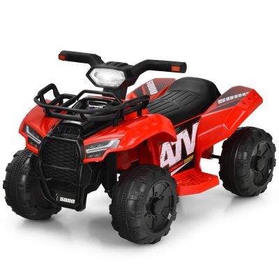 HONEY JOY Kids ATV, 4 Wheeler Battery Powered Toddler Quad with Front Storage Basket, Horn, Music, LED Lights, Footrest, Electric Car for Kids, 6V Ride On Toys for Boys Girls(Red)