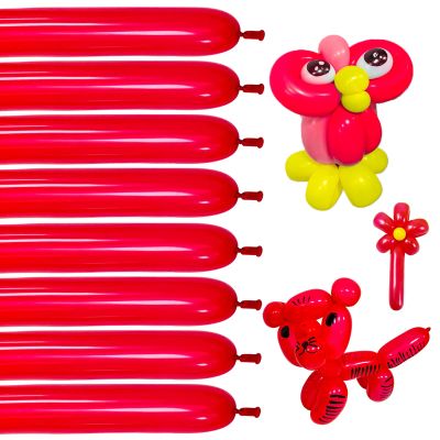 100pcs Red 260 balloons, Thickening Latex Long Twisting Balloons for Animal Model for Halloween Xmas Presents, Animal Shape Weddings, Birthdays Clowns.