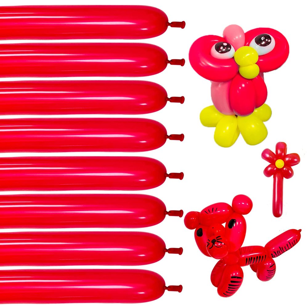 100pcs Red 260 balloons, Thickening Latex Long Twisting Balloons for Animal Model for Halloween Xmas Presents, Animal Shape Weddings, Birthdays Clowns.