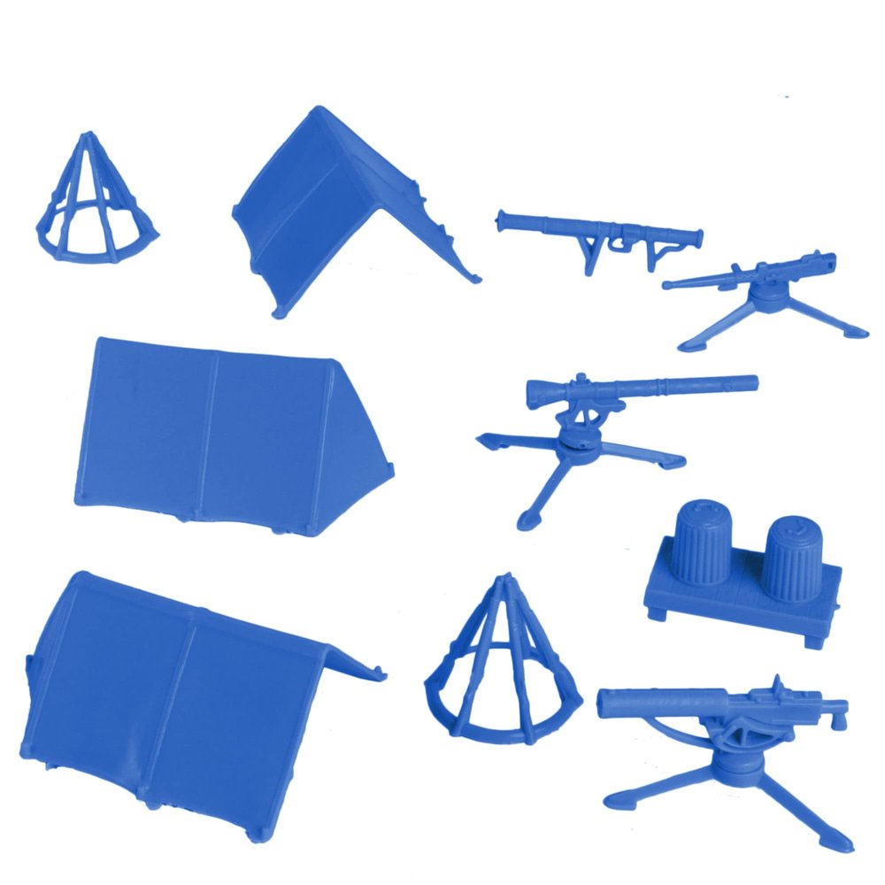 BMC Classic Plastic Army Men Playset Accessories - 10pc Military Camp - US Made