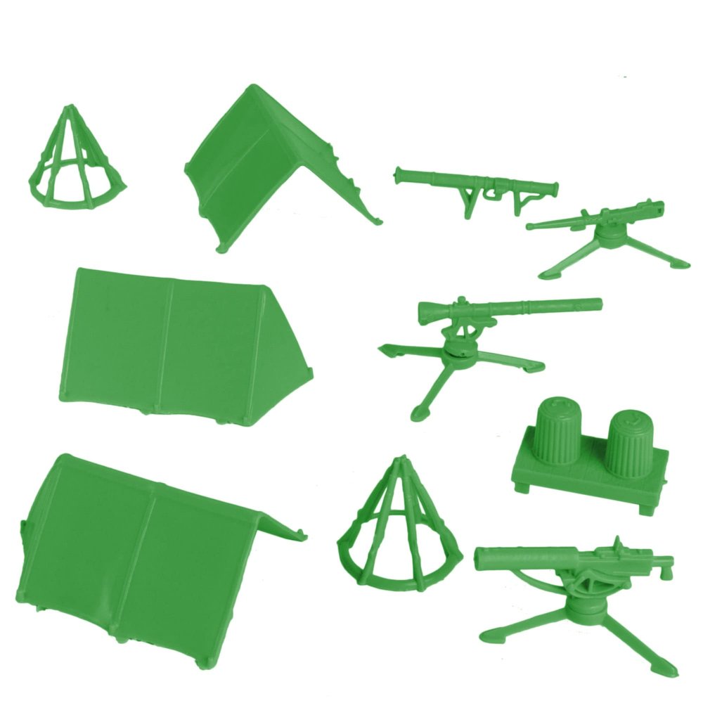 BMC Classic Plastic Army Men Playset Accessories - 10pc Military Camp - US Made
