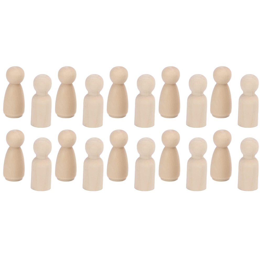 20Pcs Wooden Peg Dolls Unfinished Angel Shape Toddler Wood Doll Bodies for Children DIY Craft Toys Gifts Graffiti Handicraft Ornaments(43MM mixed boys and girls)