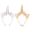 Beaupretty 2pcs Unicorn Headbands Ears Photo Props Girl Birthday Outfit Halloween Christmas Party Cosplay Costume Accessories Gold Silver view 1