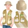 24 Pcs Kids Explorer Costume Sets Include 12 Kids Safari Vest and 12 Jungle Party Hats Plastic Safari Hats Vest for Jungle Party Supplies Outdoor Activity Favors Halloween Birthday Costume Gift view 1
