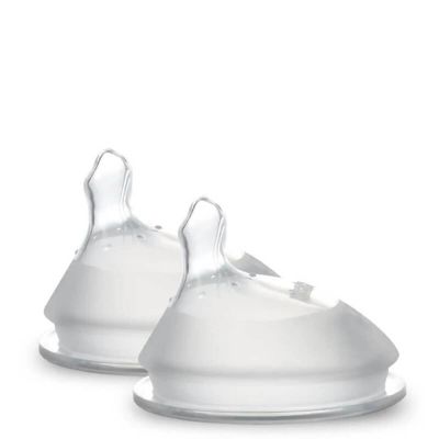 haakaa Gen.3 Silicone Orthodontic Bottle Nipple - Anti-Colic Teat Attachment Compatible with Baby Bottles (Glass/Silicone)-Variable Flow - 2 pcs
