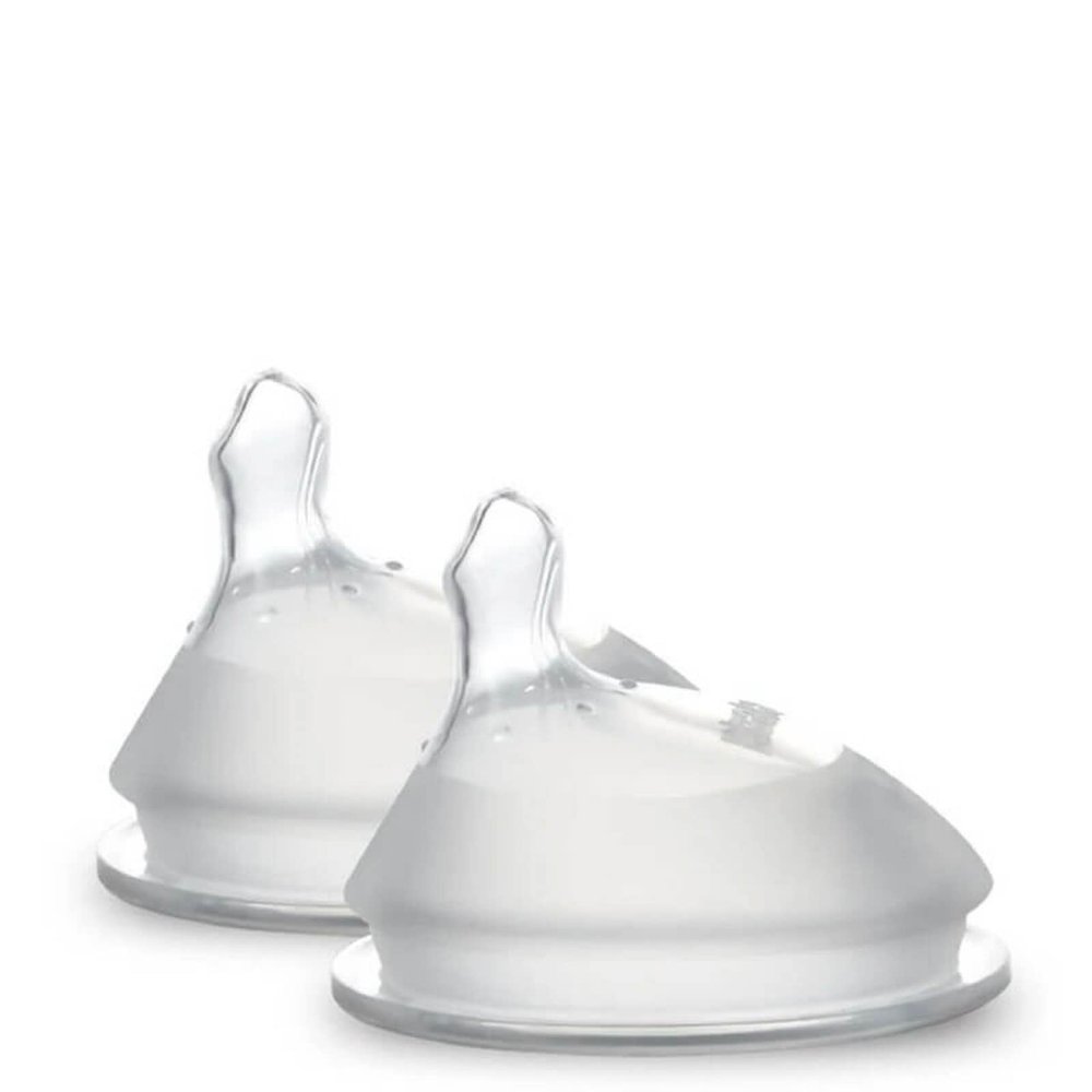 haakaa Gen.3 Silicone Orthodontic Bottle Nipple - Anti-Colic Teat Attachment Compatible with Baby Bottles (Glass/Silicone)-Variable Flow - 2 pcs