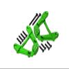 Aluminum Adjustable Rear Damper Mount For Axial 1/6 SCX6 Jeep JLU Wrangler AXI05000-12Pc Set Green view 1