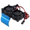 CrazyHobby RC Car Motor Heat Sink Cooling Twin Fan with Thermal Sensor Heatsink for 550 540 Size Motors fit HSP HPI Wltoys Himoto Tamiya Redcat Racing (Blue) view 1
