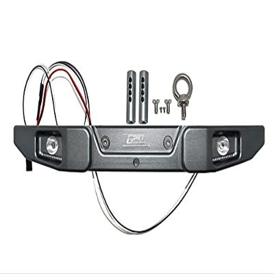 Aluminum Rear Bumper With Hook & 5mm LED Light for Axial 1/6 SCX6 Jeep JLU Wrangler AXI05000-9Pc Set Gray Silver