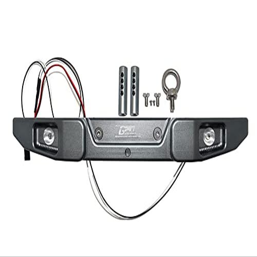 Aluminum Rear Bumper With Hook & 5mm LED Light for Axial 1/6 SCX6 Jeep JLU Wrangler AXI05000-9Pc Set Gray Silver