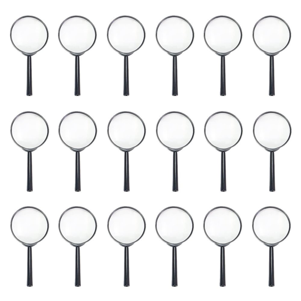 Magnifying Glass for Kids, 18 Pack Plastic Magnifier Hand Lens for Children Toy Class Teaching Reading Outdoor Searching IRCHLYN (Black)