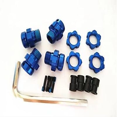 for 1/10 RC Car E-REVO REVO Summit 6469 5854 Blue Aluminum Widen 17MM Splined Wheel Hubs and Hex Nuts