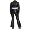 dollhouse Women's Contouring Black Vegan Leather Flare with Side Slit and Exposed Buttons, 1 view 2