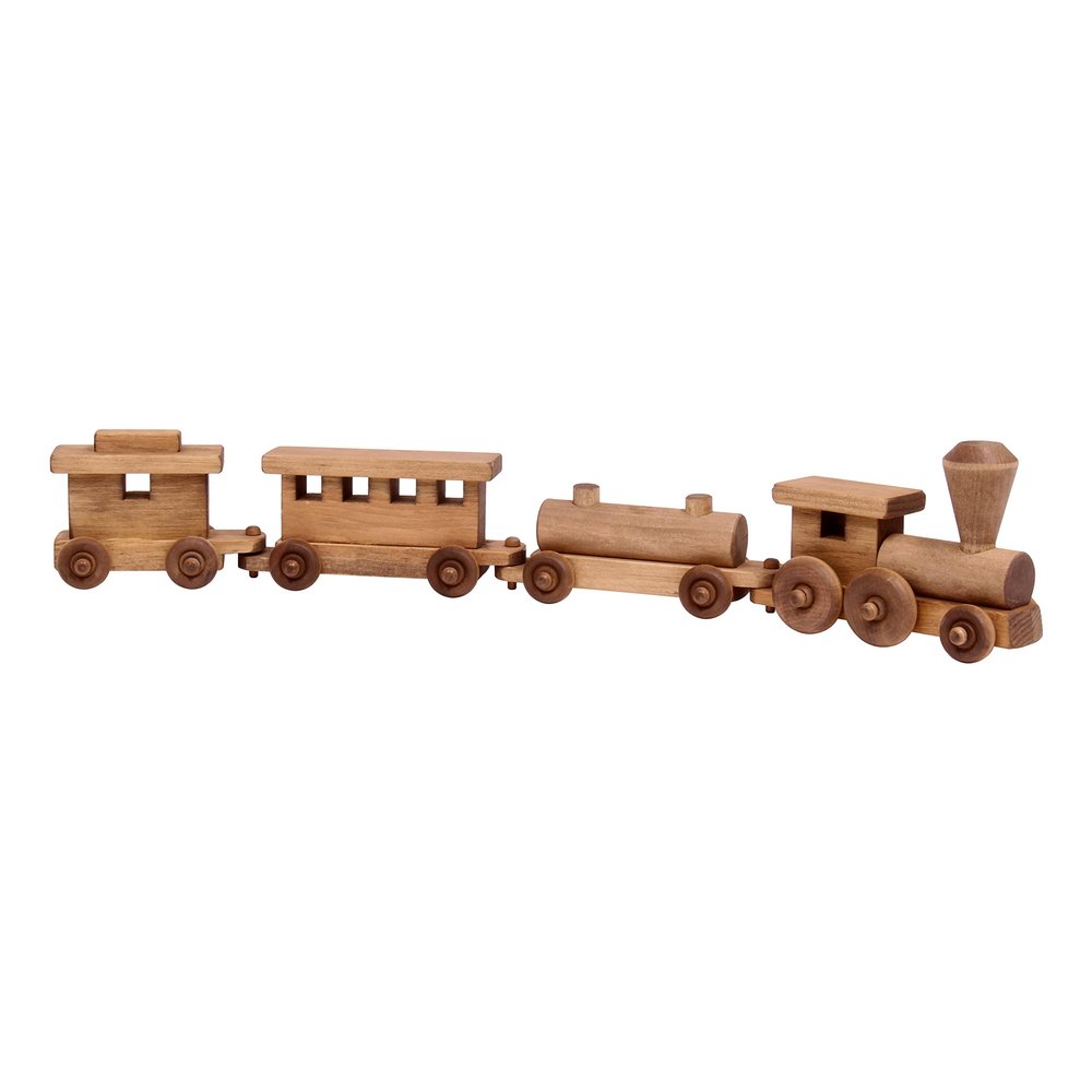 AmishToyBox.com Wooden Train Toy Play Set - 24" Long - CPSIA-Approved Finish (Harvest Stain)