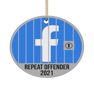 The Improper Mug Facebook Jail Ornament Gag Jokes for Friends Suspended on FB Funny 2021 Christmas Secret Santa White Elephant Holiday Keepsake Novelty 3 inch Round Ce