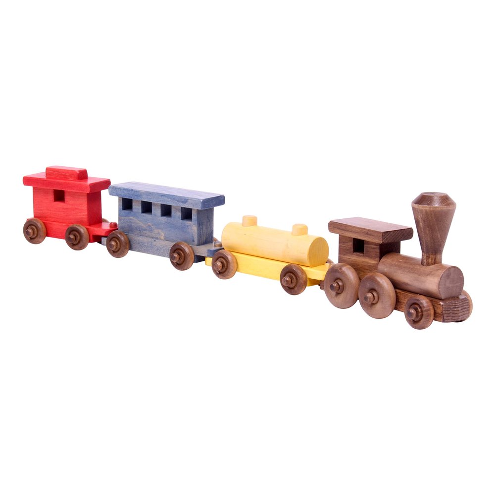 AmishToyBox.com Wooden Train Toy Play Set - 24" Long - CPSIA-Approved Finish (Circus Splash)