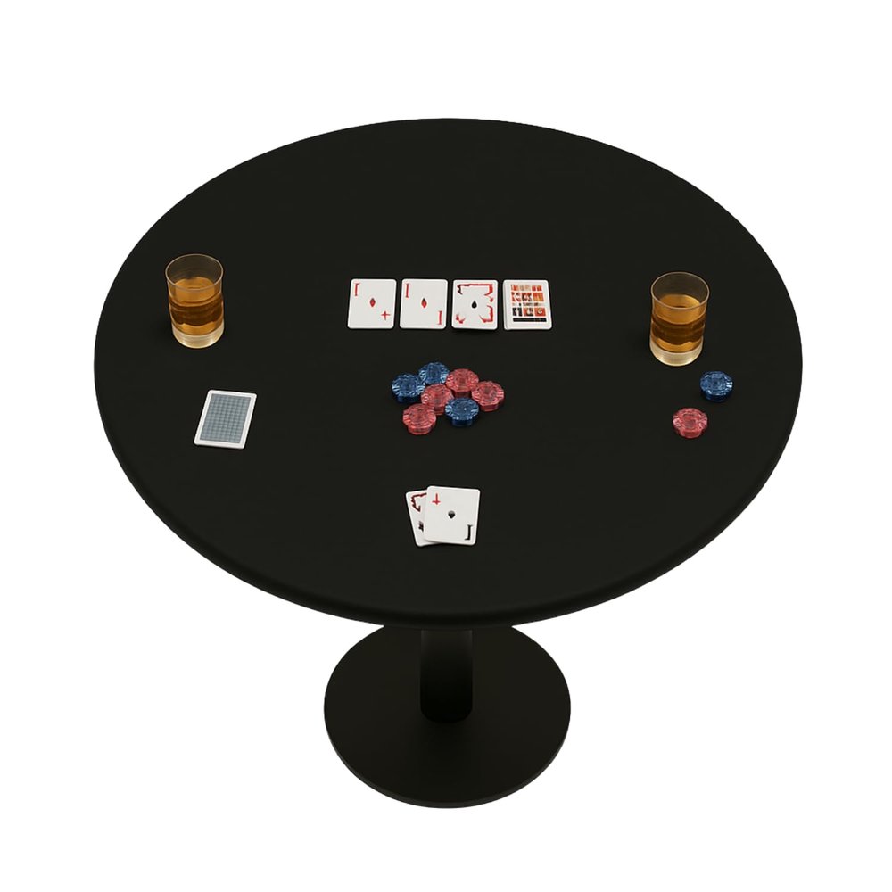 Feltectors Felt Card Game Table Cover for Playing Cards Poker, Mahjong, Domino, Bridge and Board Game, Elastic Fitted Tablecloth for 58 to 64 Inch Round Tables- Black