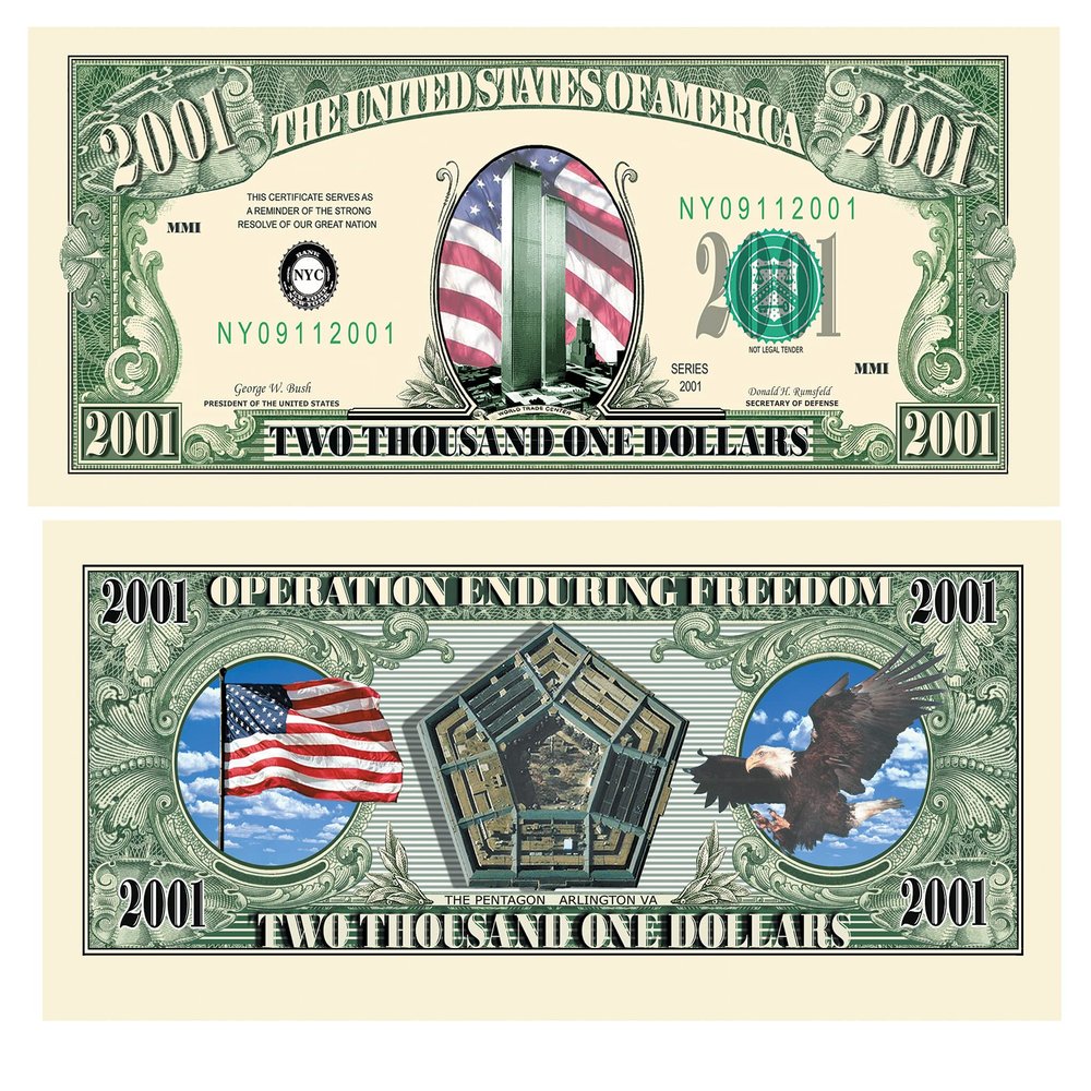 American Art Classics Pack of 100 Bills - Twin Towers 2001-9/11 Commemorative Bill
