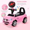 Aosom Kids Ride On Push Car, Foot-to-Floor Walking Sliding Toy Car for Toddler with Working Horn, Music, Headlights and Storage, Pink view 3