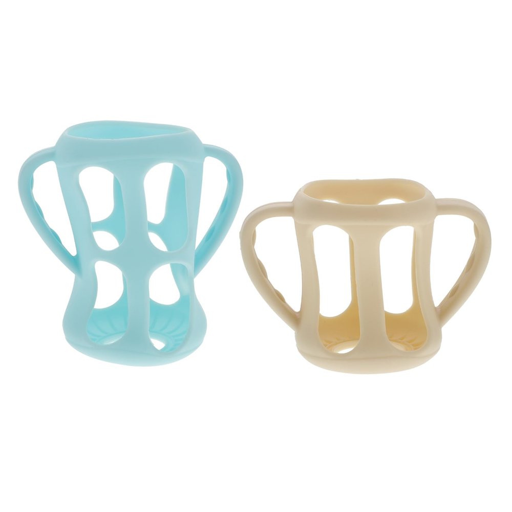 2Pcs Glass Baby Feeding Bottle Cover Silicone Anti- Slip Bottle Sleeve Protector Insulating Heat