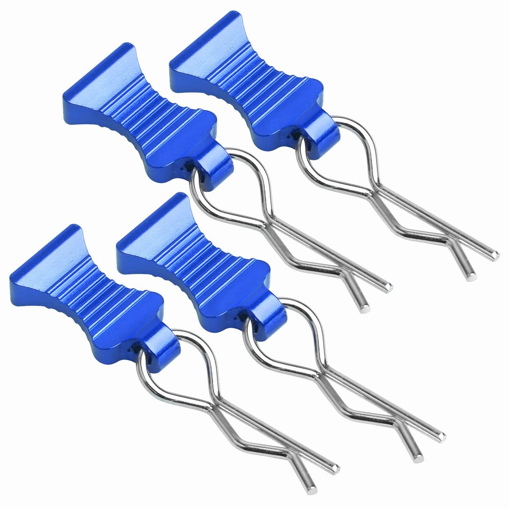 1/10 RC Car Body Clips Pins with Pull Tabs R Clips for All 1:10 1/12 Scale Axial Redcat HPI Himoto HSP Exceed RC Car Parts Truck Buggy Shell Replacement, Set of 4 (Navy Blue)