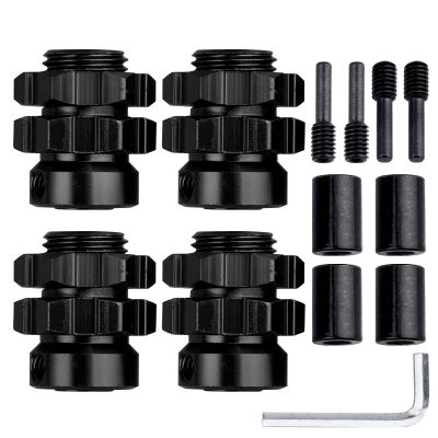 CrazyHobby Aluminum 17mm Wheel Hubs/Nuts Splined for 1/10 Traxxas E-Revo Summit T-Maxx, Set of 4 (Black)