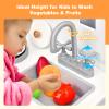 HONEY JOY Kids Kitchen Playset, Toddlers Wooden Play Kitchen w/Sink & Cookware Utensils, Stove with Sounds, Large Cupboard, Pretend Play Toy Kitchen Set for Boys Girls Age 3+ (Wood) view 4