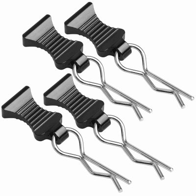 1/10 RC Car Body Clips Pins with Pull Tabs R Clips for All 1:10 1/12 Scale Axial Redcat HPI Himoto HSP Exceed RC Car Parts Truck Buggy Shell Replacement, Set of 4 (Black)