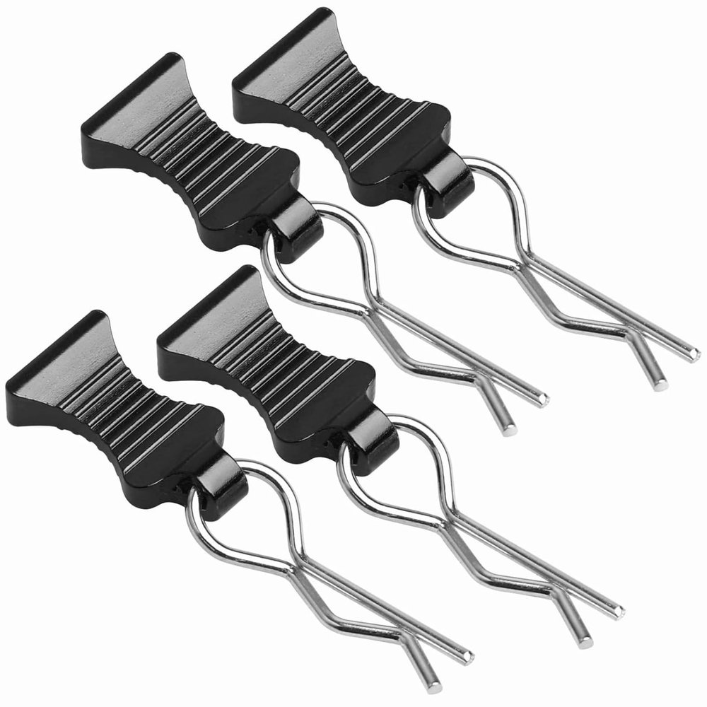 1/10 RC Car Body Clips Pins with Pull Tabs R Clips for All 1:10 1/12 Scale Axial Redcat HPI Himoto HSP Exceed RC Car Parts Truck Buggy Shell Replacement, Set of 4 (Black)