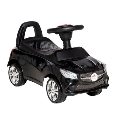 Aosom Kids Ride On Push Car, Foot-to-Floor Walking Sliding Toy Car for Toddler with Working Horn, Music, Headlights and Storage, Black