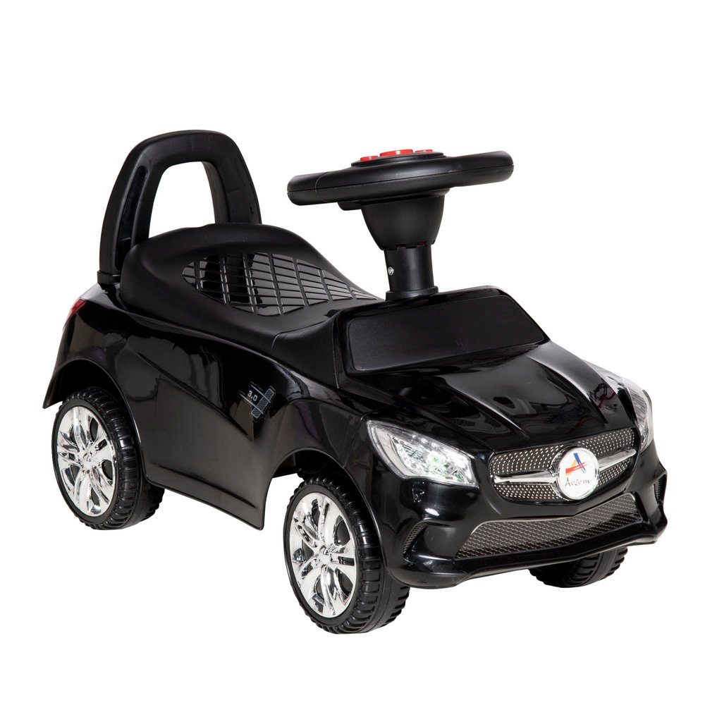 Aosom Kids Ride On Push Car, Foot-to-Floor Walking Sliding Toy Car for Toddler with Working Horn, Music, Headlights and Storage, Black