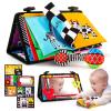 3-in-1 Tummy Time Mirror with Soft Crinkle 3D Activity Book, Teethers, Rattle - High Contrast Black and White Montessori Baby Crawling Toys Developmental Newborn Infant Sensory Toys Gift 0-12 Months view 1