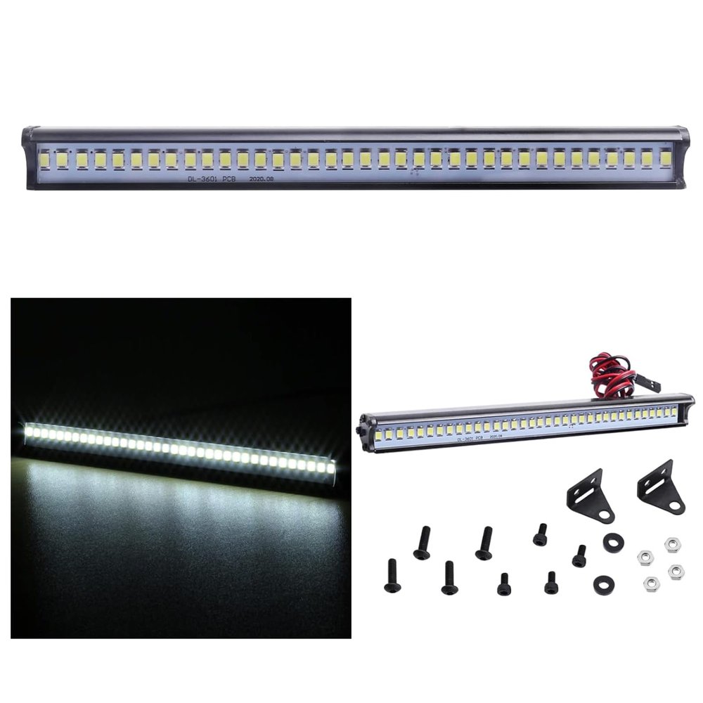 CrazyHobby Super Bright LED Light Bar Roof Lamp Kit for 1/10 Traxxas TRX4 Slash 2WD 4X4 Axial SCX10 & SCX10 II Arrma Redcat Gen7 Gen 8 RC Rock Crawler Car (Type 1)