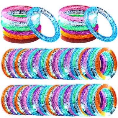 Junkin 100 Pcs Glow Sticks Bracelets Glow in The Dark Bracelets LED Flashing Light Up Neon Supplies for Light Up Rave Concert Birthday Carnival Party Favors (6 Color)