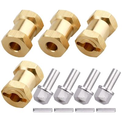 4PCS CrazyHobby Brass RC 12mm Wheel Hubs Extensions Wheel Spacers Hex Drive Adapter for 1/10 RC Crawler Axial SCX10 & SCX10 II 90046 D90 (18mm)
