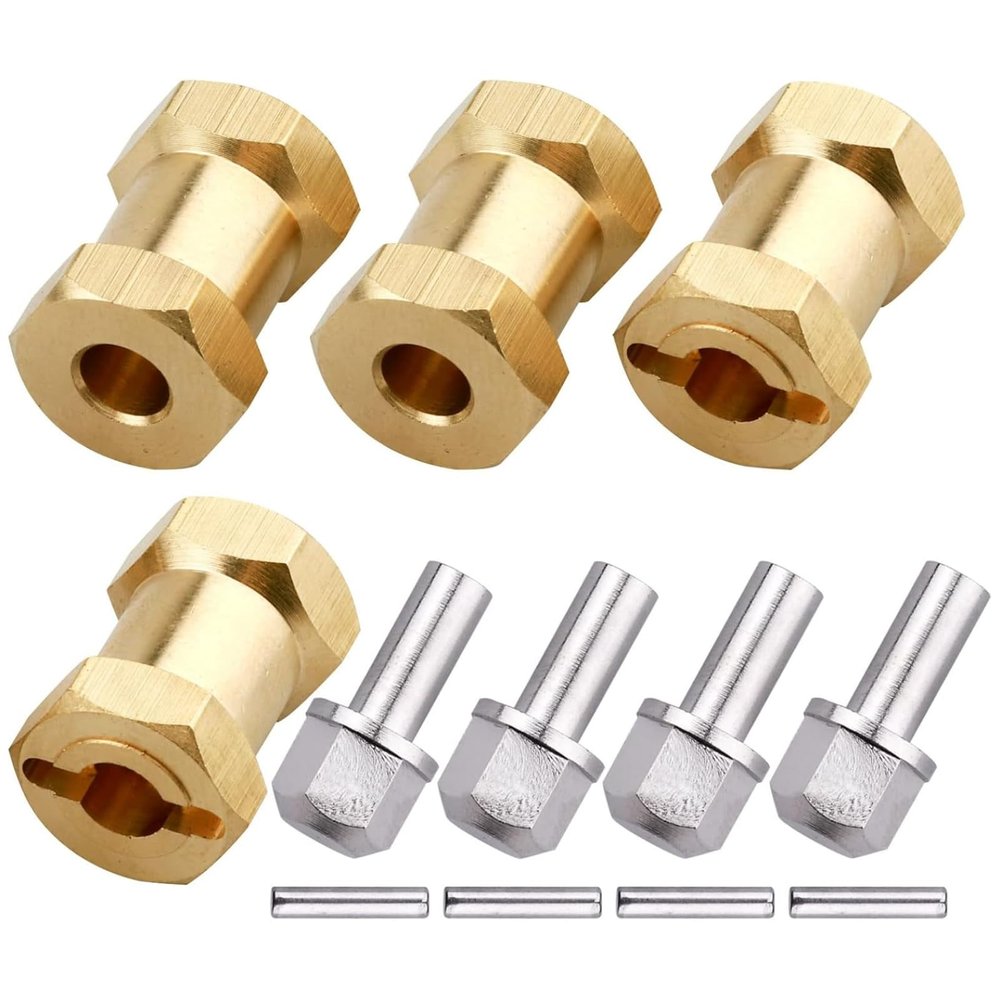 4PCS CrazyHobby Brass RC 12mm Wheel Hubs Extensions Wheel Spacers Hex Drive Adapter for 1/10 RC Crawler Axial SCX10 & SCX10 II 90046 D90 (18mm)