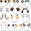 Haconba 14 Pieces Jungle Animal Headbands Safari Zoo Animal Ear Headband Lion Giraffe Elephant Owl Rabbit Frog for Animal Theme Parties Birthday Halloween New Year Cosplay Party Favors view 2