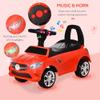 Aosom Kids Ride On Push Car, Foot-to-Floor Walking Sliding Toy Car for Toddler with Working Horn, Music, Headlights and Storage, Red view 3