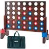 SpexDarxs Giant 4 in A Row Game, Wooden Jumbo 4-to-Score Set for Indoor & Outdoor Family Fun-Line Up Four Travel Board Games with 42 Coins & Ring Holders & Carrying Bag view 1