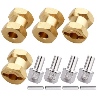 4PCS CrazyHobby Brass RC 12mm Wheel Hubs Extensions Wheel Spacers Hex Drive Adapter for 1/10 RC Crawler Axial SCX10 & SCX10 II 90046 D90 (15mm)