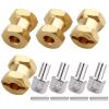 4PCS CrazyHobby Brass RC 12mm Wheel Hubs Extensions Wheel Spacers Hex Drive Adapter for 1/10 RC Crawler Axial SCX10 & SCX10 II 90046 D90 (15mm) view 1