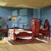 iLAND Wooden Dollhouse Furniture 1/12 Scale, Dollhouse Bedroom Furniture in Mahogany Color incl Dollhouse Bed & Dressing Table & Wardrobe (Classical Miniature Furniture 6pcs) view 2