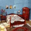 iLAND Wooden Dollhouse Furniture 1/12 Scale, Dollhouse Bedroom Furniture in Mahogany Color incl Dollhouse Bed & Dressing Table & Wardrobe (Classical Miniature Furniture 6pcs) view 3