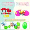 12 Pack 3" Large Easter Eggs Filled Stem Building Toys Easter Basket Essential 6 in 1 Transform Insect Building Blocks Basket Stuffers Filler Gifts for Kids Toddlers Boys Girls Eggs Hunt Party Favor view 4