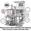 F-Price Replacement Parts for Barbie Doll Dreamhouse Playset - GRG93 ~ Black Railing, Pink Sink Faucets, Table and Pole view 2