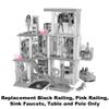 F-Price Replacement Parts for Barbie Doll Dreamhouse Playset - GRG93 ~ Black Railing, Pink Sink Faucets, Table and Pole view 3