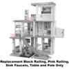 F-Price Replacement Parts for Barbie Doll Dreamhouse Playset - GRG93 ~ Black Railing, Pink Sink Faucets, Table and Pole view 4