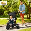 Qaba Kids Tricycle, 4 in 1 Foldable Trike with Reversible Seat, Adjustable Parent Handle, Safety Harness, Wheel Brakes, Removable Canopy, Storage, Tricycle for Toddlers 1-5 Years, Black view 2