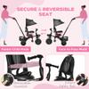 Qaba Kids Tricycle, 4 in 1 Foldable Trike with Reversible Seat, Adjustable Parent Handle, Safety Harness, Wheel Brakes, Removable Canopy, Storage, Tricycle for Toddlers 1-5 Years, Black view 4