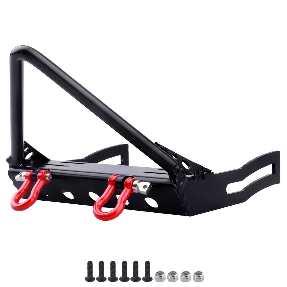 CrazyHobby Metal RC Crawler Front Bumper with Winch Mount Shackles for Axial SCX10 & SCX10 II Redcat Gen7 Gen 8 Upgrades (Type B)